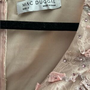 Women's Floral Applique Long Sleeve Illusion Gown